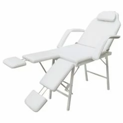 VidaXL Fauteuil pour traitement facial Similicuir 185x78x76 cm Blanc