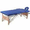VidaXL Table pliable de massage Bleu 2 zones avec cadre en bois