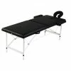 VidaXL Table pliable de massage Noir 2 zones avec cadre en aluminium
