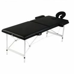 VidaXL Table pliable de massage Noir 2 zones avec cadre en aluminium