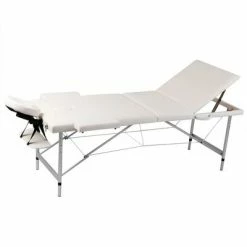 VidaXL Table pliable de massage Blanc crème 3 zones cadre en aluminium