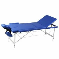 VidaXL Table pliable de massage Bleu 3 zones avec cadre en aluminium