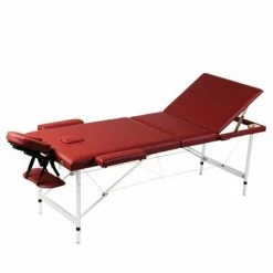 VidaXL Table pliable de massage Rouge 3 zones avec cadre en aluminium