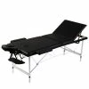VidaXL Table pliable de massage Noir 3 zones avec cadre en aluminium