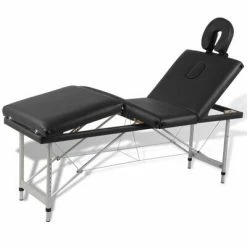 VidaXL Table pliable de massage Noir 4 zones avec cadre en aluminium