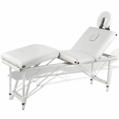 VidaXL Table pliable de massage Blanc crème 4 zones au cadre aluminium 1 VidaXL Table pliable de massage Blanc crème 4 zones au cadre aluminium