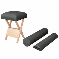 VidaXL Tabouret de massage siège 12 cm d'épaisseur 2 traversins Noir