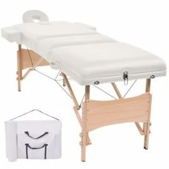 VidaXL Table de massage pliable à 3 zones 10 cm d'épaisseur Blanc