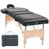 VidaXL Table de massage pliable à 3 zones 10 cm d'épaisseur Noir