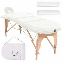 VidaXL Table de massage pliable 4 cm d'épaisseur et 2 traversins Blanc