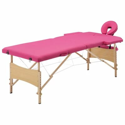 VidaXL Table de massage pliable 2 zones Bois Rose 1 VidaXL Table de massage pliable 2 zones Bois Rose