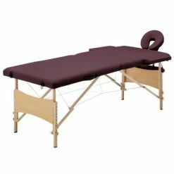 VidaXL Table de massage pliable 2 zones Bois Violet vin