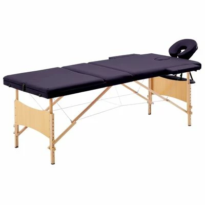 VidaXL Table de massage pliable 3 zones Bois Violet 1 VidaXL Table de massage pliable 3 zones Bois Violet