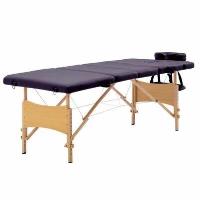 VidaXL Table de massage pliable 4 zones Bois Violet 1 VidaXL Table de massage pliable 4 zones Bois Violet