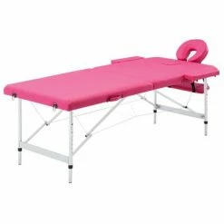 VidaXL Table de massage pliable 2 zones Aluminium Rose