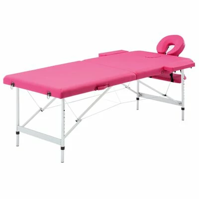 VidaXL Table de massage pliable 2 zones Aluminium Rose 1 VidaXL Table de massage pliable 2 zones Aluminium Rose