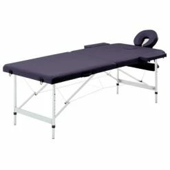 VidaXL Table de massage pliable 2 zones Aluminium Violet