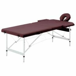VidaXL Table de massage pliable 2 zones Aluminium Violet vin