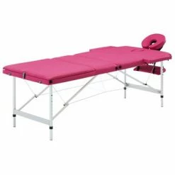 VidaXL Table de massage pliable 3 zones Aluminium Rose