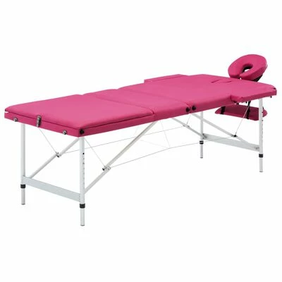 VidaXL Table de massage pliable 3 zones Aluminium Rose 1 VidaXL Table de massage pliable 3 zones Aluminium Rose