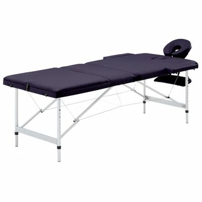 VidaXL Table de massage pliable 3 zones Aluminium Violet 1 VidaXL Table de massage pliable 3 zones Aluminium Violet
