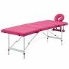 VidaXL Table de massage pliable 4 zones Aluminium Rose