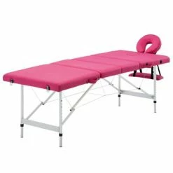 VidaXL Table de massage pliable 4 zones Aluminium Rose