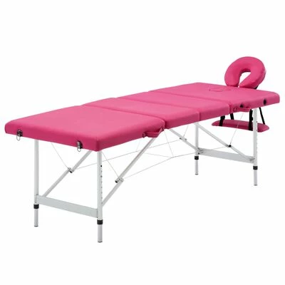 VidaXL Table de massage pliable 4 zones Aluminium Rose 1 VidaXL Table de massage pliable 4 zones Aluminium Rose