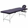 VidaXL Table de massage pliable 4 zones Aluminium Violet