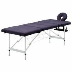 VidaXL Table de massage pliable 4 zones Aluminium Violet