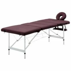 VidaXL Table de massage pliable 4 zones Aluminium Violet vin