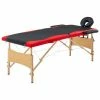 VidaXL Table de massage pliable 2 zones Bois Noir et rouge