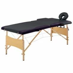 VidaXL Table de massage pliable 2 zones Bois Noir