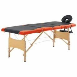 VidaXL Table de massage pliable 4 zones Bois Noir et orange