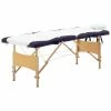 VidaXL Table de massage pliable 4 zones Bois Blanc et violet