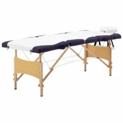 VidaXL Table de massage pliable 4 zones Bois Blanc et violet