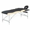VidaXL Table de massage pliable 2 zones Aluminium Noir et beige