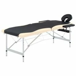 VidaXL Table de massage pliable 2 zones Aluminium Noir et beige