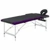 VidaXL Table de massage pliable 2 zones Aluminium Noir et violet