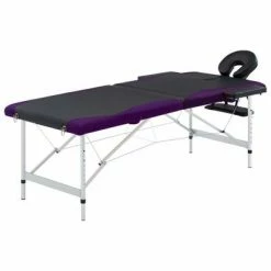 VidaXL Table de massage pliable 2 zones Aluminium Noir et violet