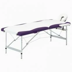 VidaXL Table de massage pliable 2 zones Aluminium Blanc et violet