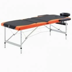 VidaXL Table de massage pliable 3 zones Aluminium Noir et orange