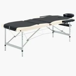 VidaXL Table de massage pliable 3 zones Aluminium Noir et beige