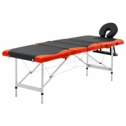 VidaXL Table de massage pliable 4 zones Aluminium Noir et orange