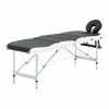 VidaXL Table de massage pliable 4 zones Aluminium Noir et blanc