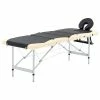 VidaXL Table de massage pliable 4 zones Aluminium Noir et beige