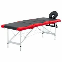 VidaXL Table de massage pliable 4 zones Aluminium Noir et rouge
