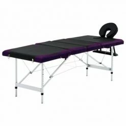 VidaXL Table de massage pliable 4 zones Aluminium Noir et violet