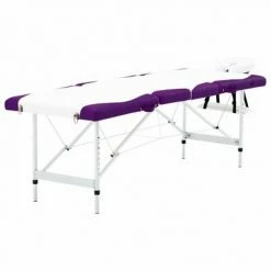 VidaXL Table de massage pliable 4 zones Aluminium Blanc et violet