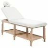 VidaXL Table de massage à 2 zones Blanc Similicuir